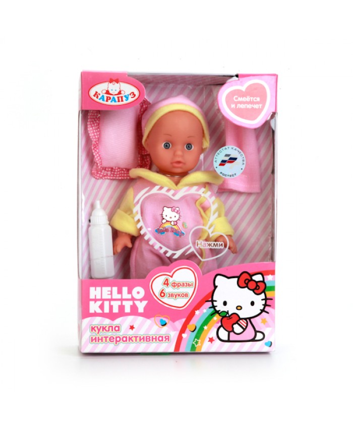 Озвученный пупс - Hello Kitty, 18 см с аксессуарами и в392428-RU-Hello Kitti